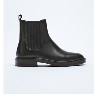 Zara Black Leather Chelsea Ankle Boots